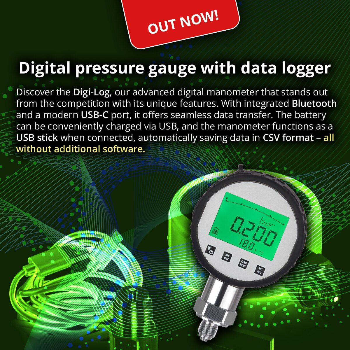 MESSBO.de Digital pressure gaugage with DataLogger 