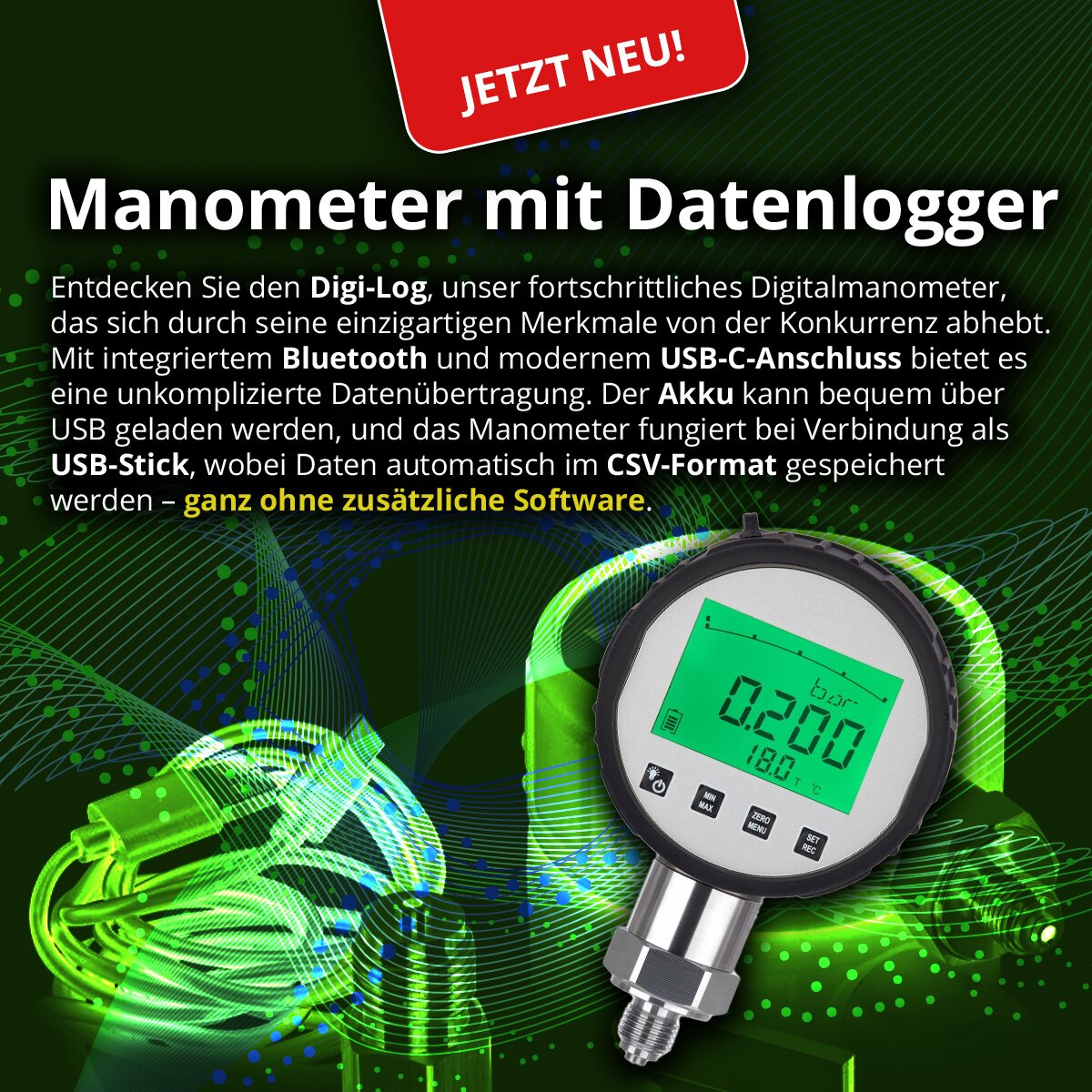 MESSBO.de Digitalmanometer mit DatenLogger 