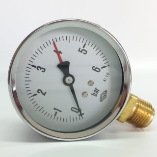 Pressure gauge Ø80mm connection bottom 0-16 bar