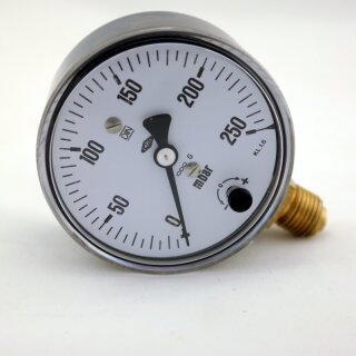 Capsule gauge Ø63mm bottom connection G1/4" 0-250 mbar tenfold over- and tenfold underpressure secure [till 100mbar]