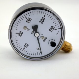 Capsule gauge Ø63mm bottom connection G1/4" -250-0 mbar tenfold over- and tenfold underpressure secure [till 100mbar]