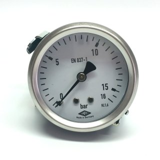 Einbau Manometer Ø63mm Anschluss hinten mit Bügelbefestigung 0-10 bar