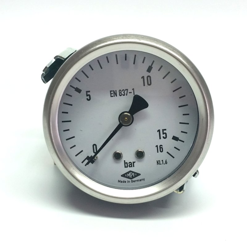 Einbau Manometer Ø63mm Anschluss hinten mit Bügelbefestigung 0-100 ba ...