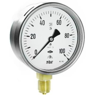 Capsule pressure gauge Ø100mm bottom